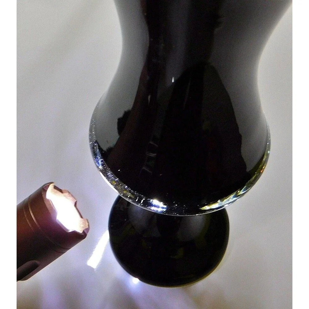 Vintage Black Amethyst Glass Baluster Vase Flared Compote Base Pedestal